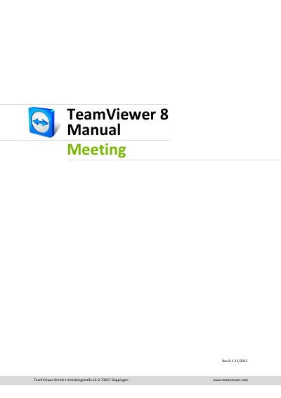 TeamViewer 8 Meeting User Manual - cover page