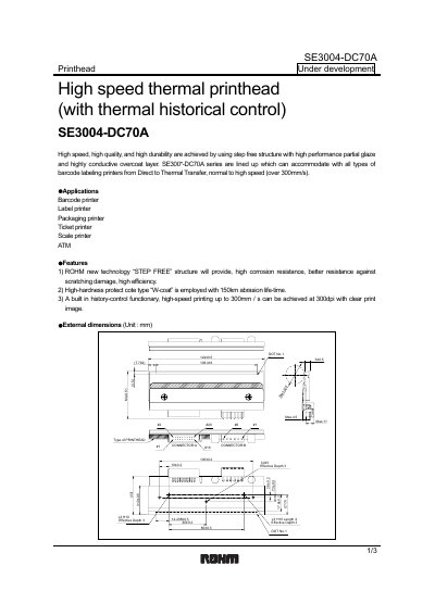 ROHM SE3004-DC70A Printhead Datasheet - cover page