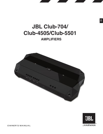 JBL Club-704/Club-4505/Club-5501 Amplifiers Owner's Manual - cover page