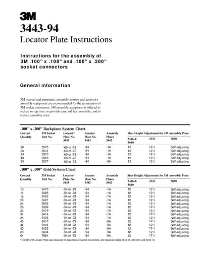 3M - 3443-94 Locator Plate Instructions Instructions for the assembly of 3M .100\