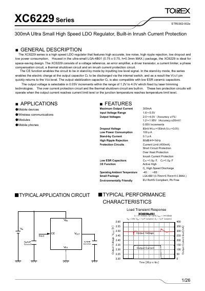 Torex XC6229 Series Datasheet - cover page