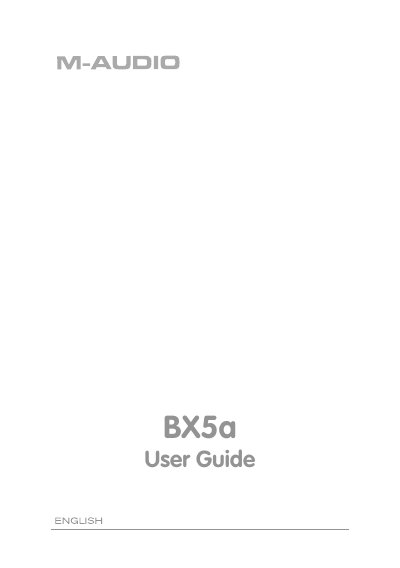 M-Audio BX5a Studio Monitor User Guide - cover page