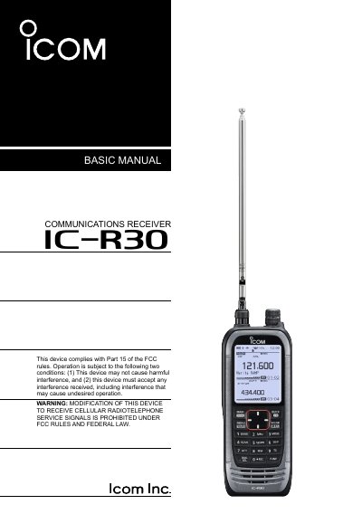 Icom IC-R30 Communications Receiver Basic Manual