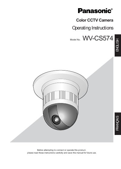 Panasonic WV-CS574 Color CCTV Camera Operating Instructions
