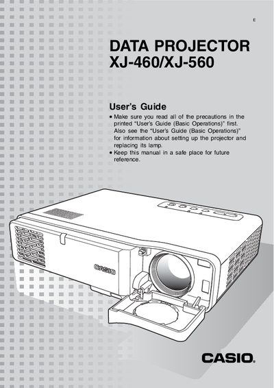 Casio XJ-460/XJ-560 Data Projector User Manual - cover page