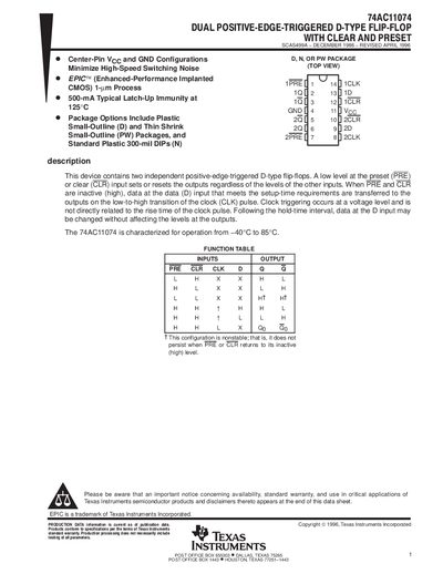 Texas Instruments 74AC11074 Datasheet - cover page