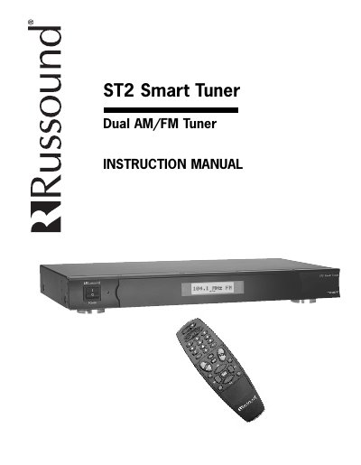 Russound ST2 Smart Tuner Dual AM/FM Instruction Manual - cover page