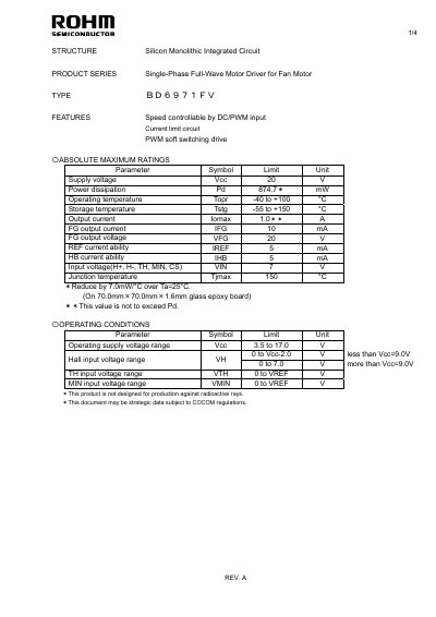 ROHM BD6971FV Datasheet - cover page
