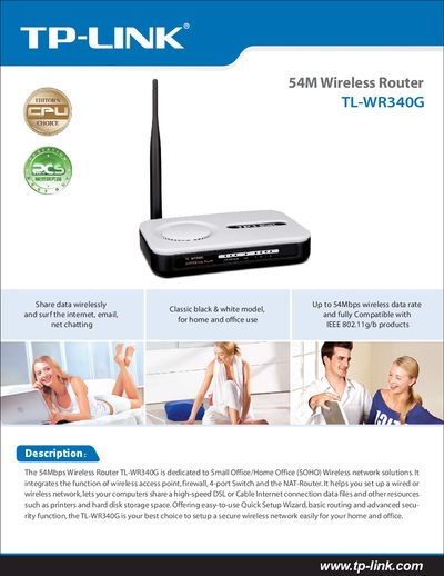 TP-LINK TL-WR340G Wireless Router User Manual - cover page