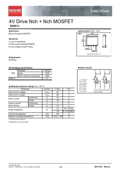 ROHM QS8K13 Datasheet - cover page