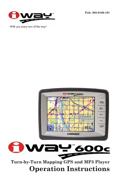 Lowrance iWAY 600c GPS Operation Instructions
