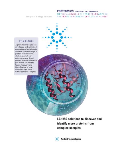 Agilent LC/MS Solutions for Protein Identification Manual - cover page