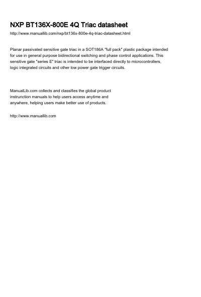 NXP BT136X-800E 4Q Triac Product Data Sheet