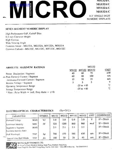 MICRO MS132A/C MG132A/C MY132A/C MO132A/C  - cover page