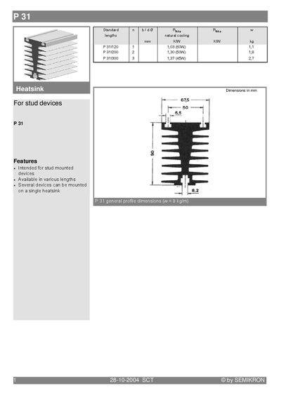 SEMIKRON P31 Stud Mounting Device Datasheet - cover page