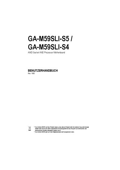 GA-M59SLI-S5 GA-M59SLI-S4 AMD Socket AM2 Prozessor Motherboard BENUTZERHANDBUCH Manual