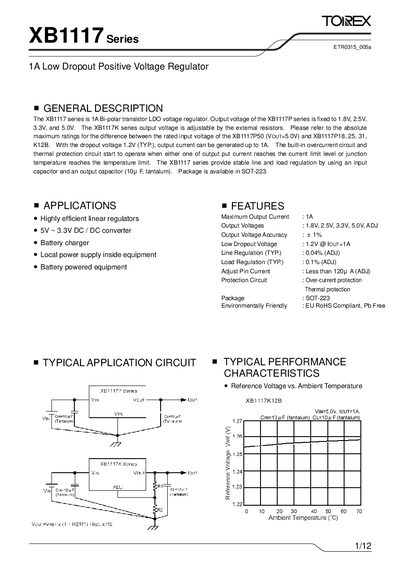 Torex XB1117 Series Datasheet - cover page