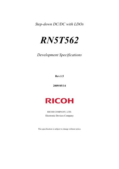 Ricoh RN5T562 Step-down DC/DC with LDOs Datasheet - cover page