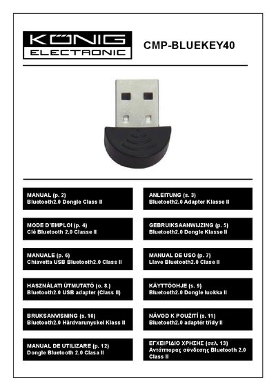 1CMP BLUEKEY40 Bluetooth Dongle User Manual - cover page