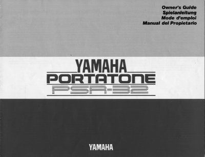 Yamaha PSR-32 PortaTone Owner's Guide - cover page