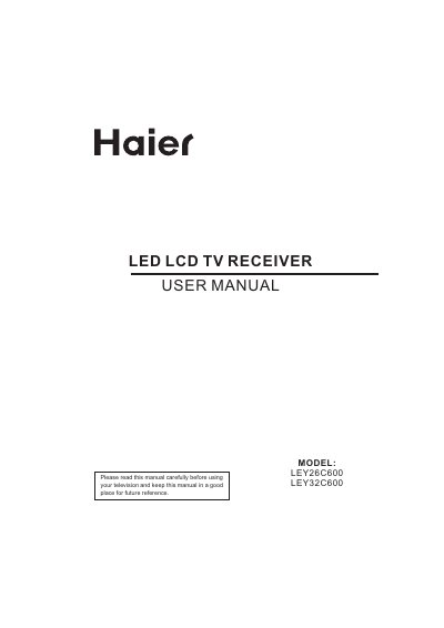 Leyou LEY26C600/LEY32C600 LED LCD TV with DVD Player User Manual - cover page