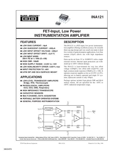 Texas Instruments INA121 Datasheet - cover page
