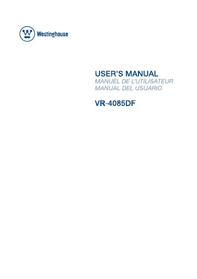 Westinghouse VR-4085DF 40-Inch LCD TV User's Manual - cover page
