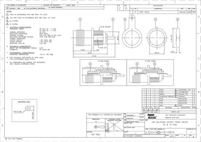 Tyco Electronics SIZE A3 00779 Bulkhead Socket Datasheet - cover page