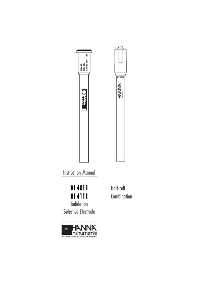 Hanna Instruments HI 4011/HI 4111 Iodide Electrode Instruction Manual - cover page