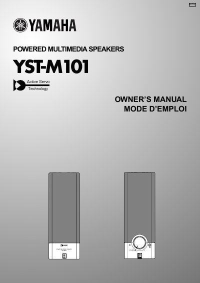 Yamaha YST-M101 Powered Multimedia Speakers Owner's Manual