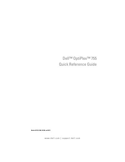 Dell OptiPlex 755 Quick Reference Guide