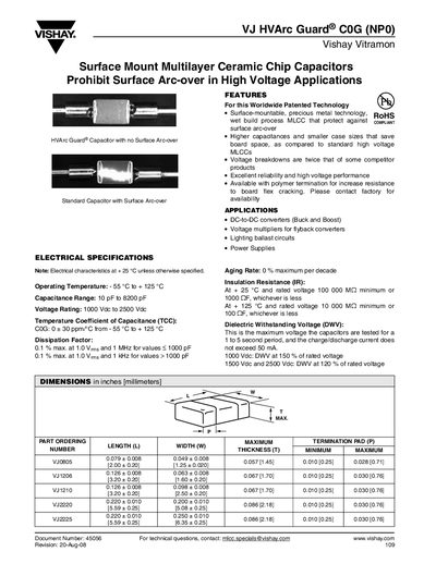 VISHAY VJ HVArc Guard C0G (NP0) Manual - cover page