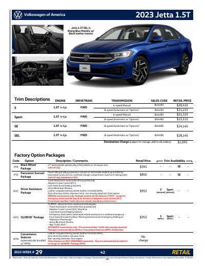 Volkswagen Jetta 1.5T 2023 Order Guide - cover page