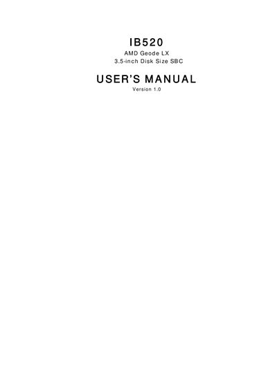 IB520 SBC User Manual - cover page