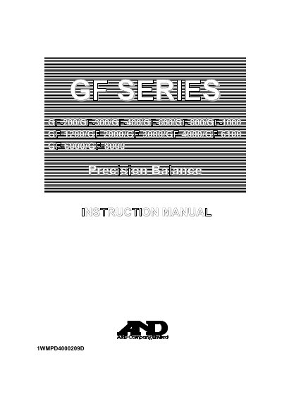 A&D GF Series Precision Balance Instruction Manual cover