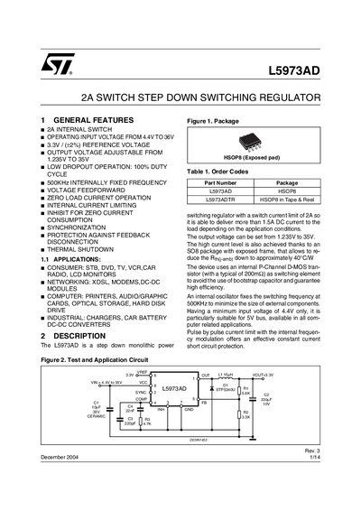 STMicroelectronics L5973AD Switching Regulator User Manual - cover page