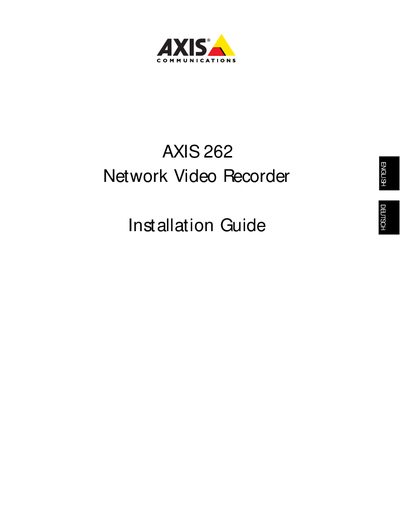 Axis 262 Network Video Recorder Installation Guide - cover page