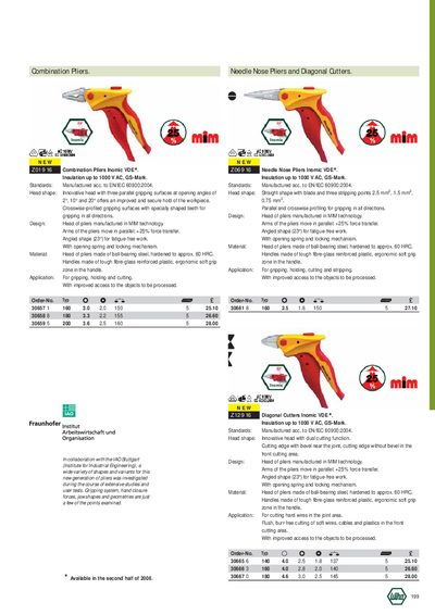WIHA Combination Pliers Inomic VDE * . Insulation up to 1000 V AC GS-Mark. - cover page