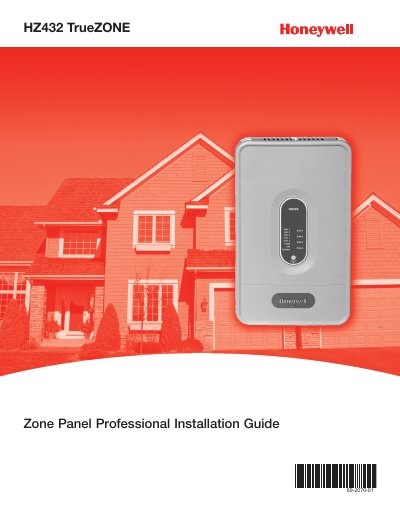 Honeywell HZ432 TrueZONE Zone Panel Installation Guide - cover page