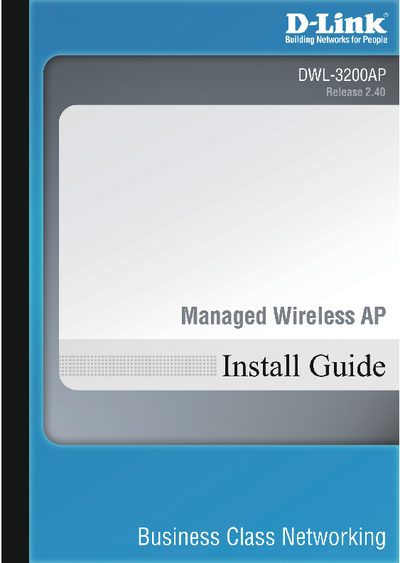 D-Link DWL-3200AP Installation Guide - cover page