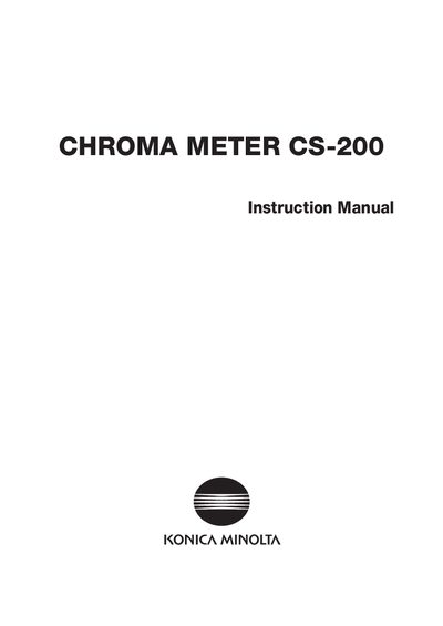 Konica Minolta CS-200 Chroma Meter Installation Guide