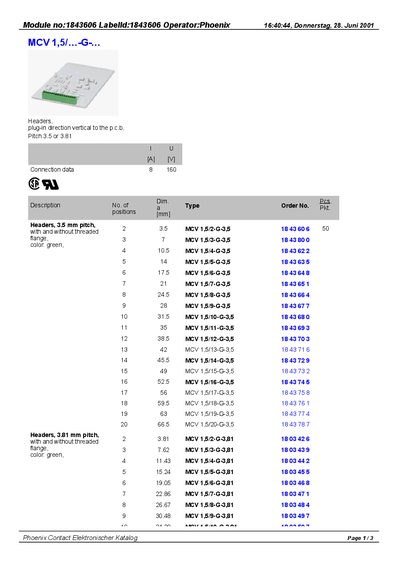 Phoenix Contact 1843606 Technical Data Sheet - cover page