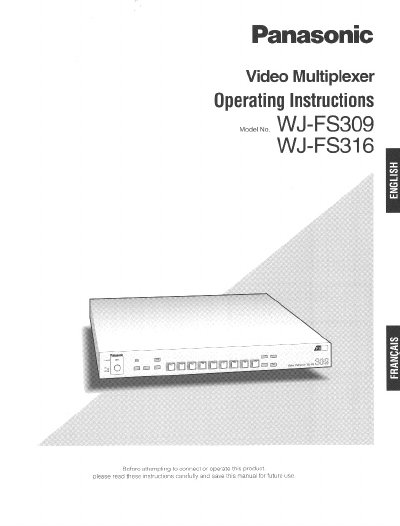 Panasonic WJ-FS309/WJ-FS316 Video Multiplexer Operating Instructions - cover page