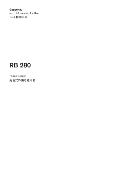 Gaggenau RB 280 Fridge-freezer User Manual