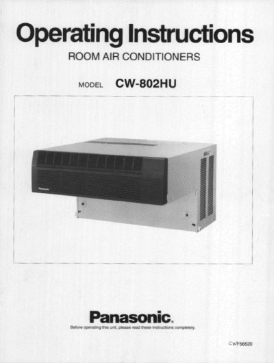 Panasonic CW-802HU Room Air Conditioner Operating Instructions - cover page