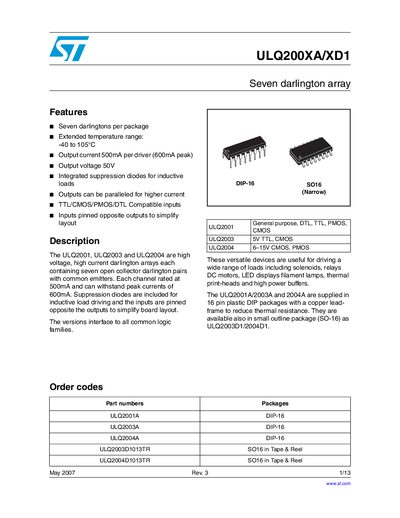 STMicroelectronics ULQ200XA/XD1 Datasheet