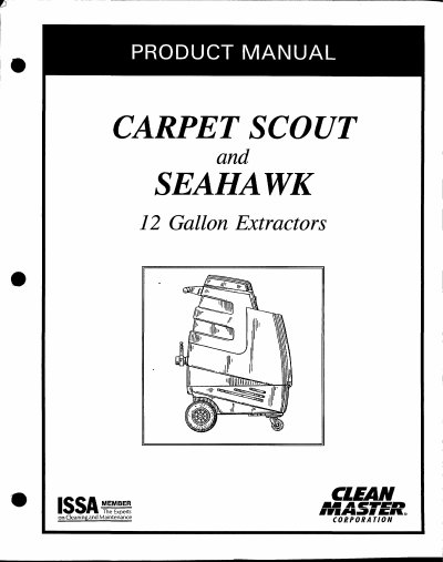 CleanMaster SCOUT and SEAHAWK 12 Gallon Extractors Product Manual - cover page