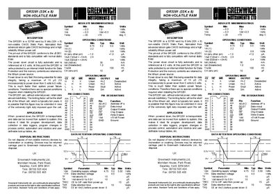 Greenwich Instruments GR3281 Non-Volatile RAM Handbook - cover page