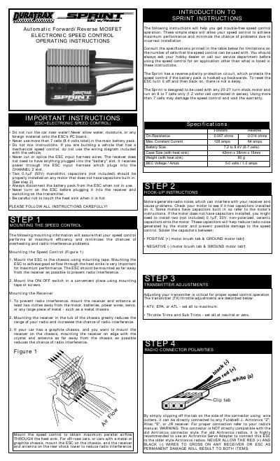 DuraTrax Sprint ESC User Manual - cover page