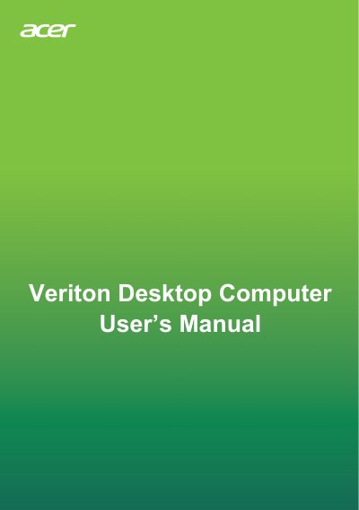 Acer Veriton Desktop Computer User Manual - cover page